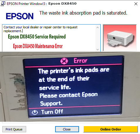 Reset Epson DX8450 Step 1